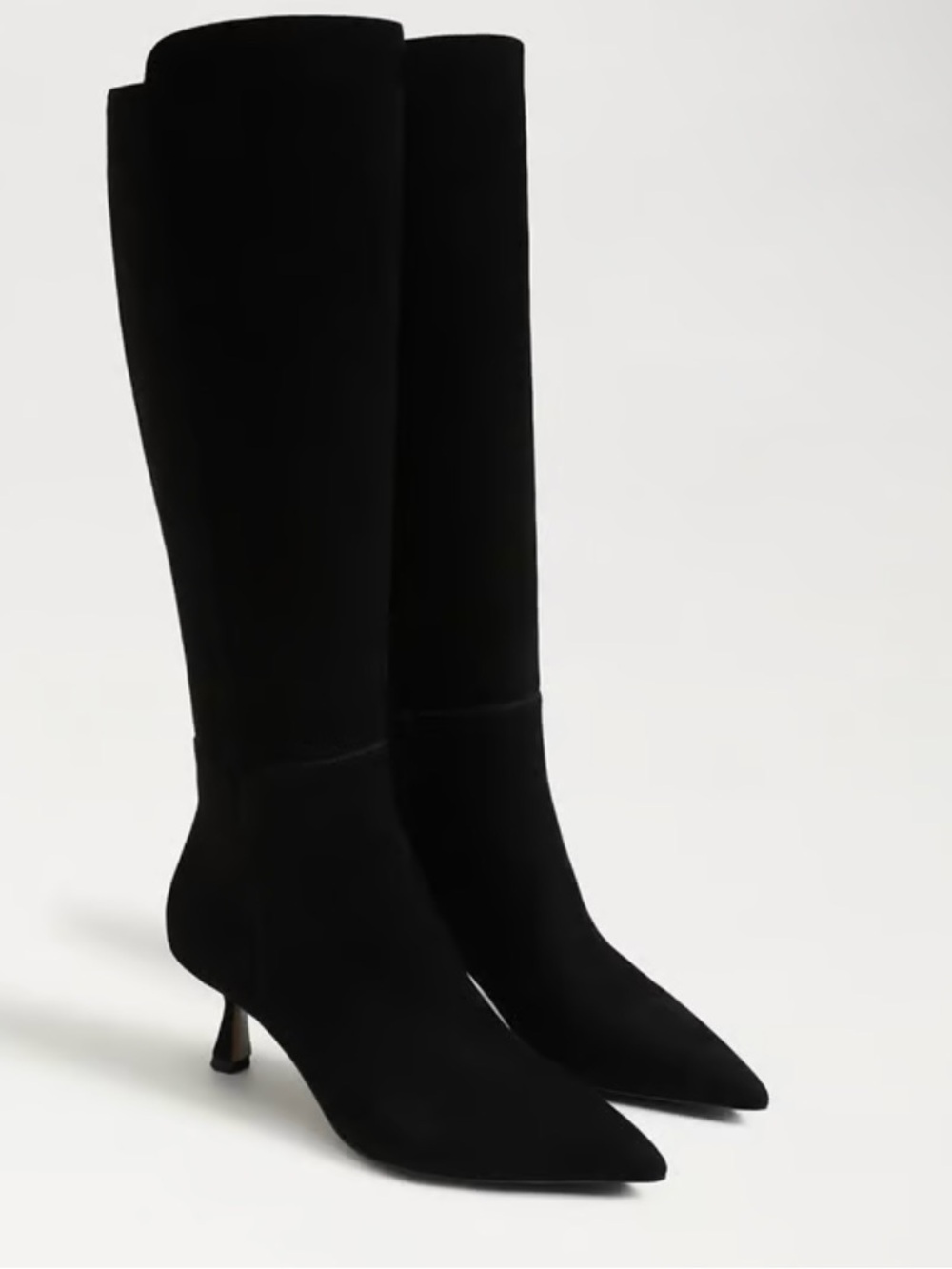 Sam Edelman Taylin Pointed Toe Kitten Heel Knee High Boot Black Suede - NWT